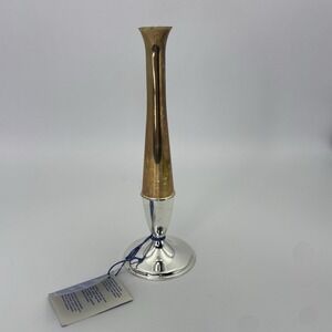 Vintage Silverplate Single Stem 7.25" Bud Vase Two Tone Silver Gold MCM Mayfair